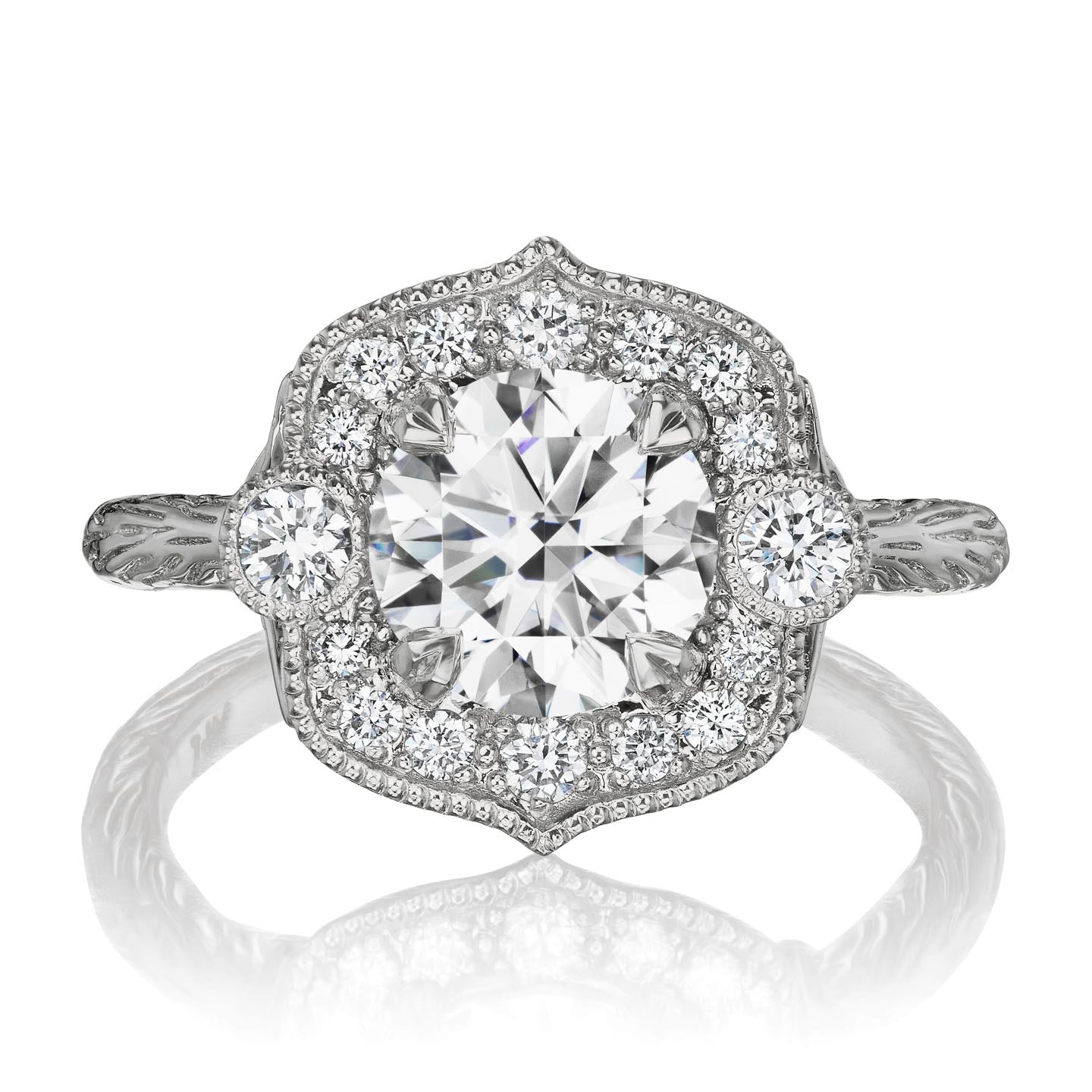 ・SADIE・Moissanite Center, Diamond Halo (1.55ctw)
