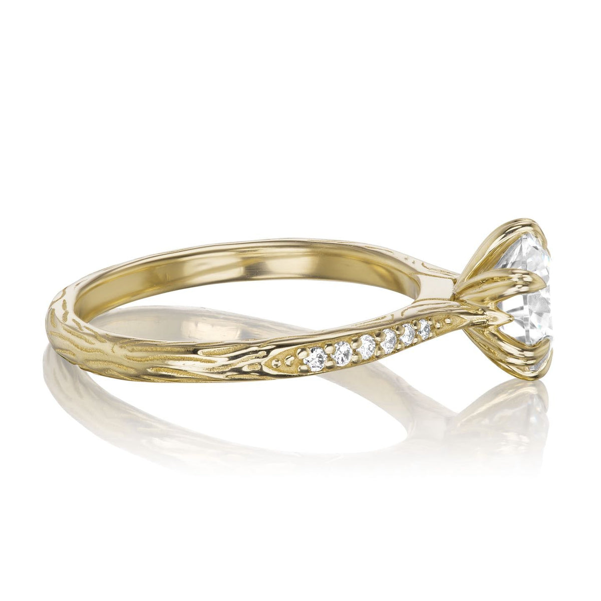 ・CAMILLE・Lab-Grown Diamond, Twig Textured Diamond Band, (1.01ct+ Center)