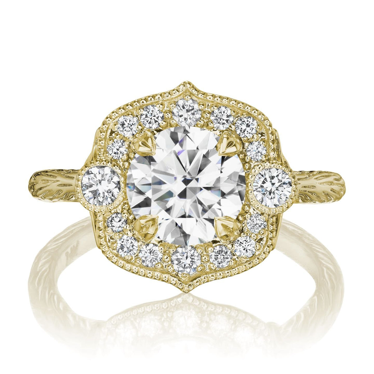 ・SADIE・Moissanite Center, Diamond Halo (1.55ctw)