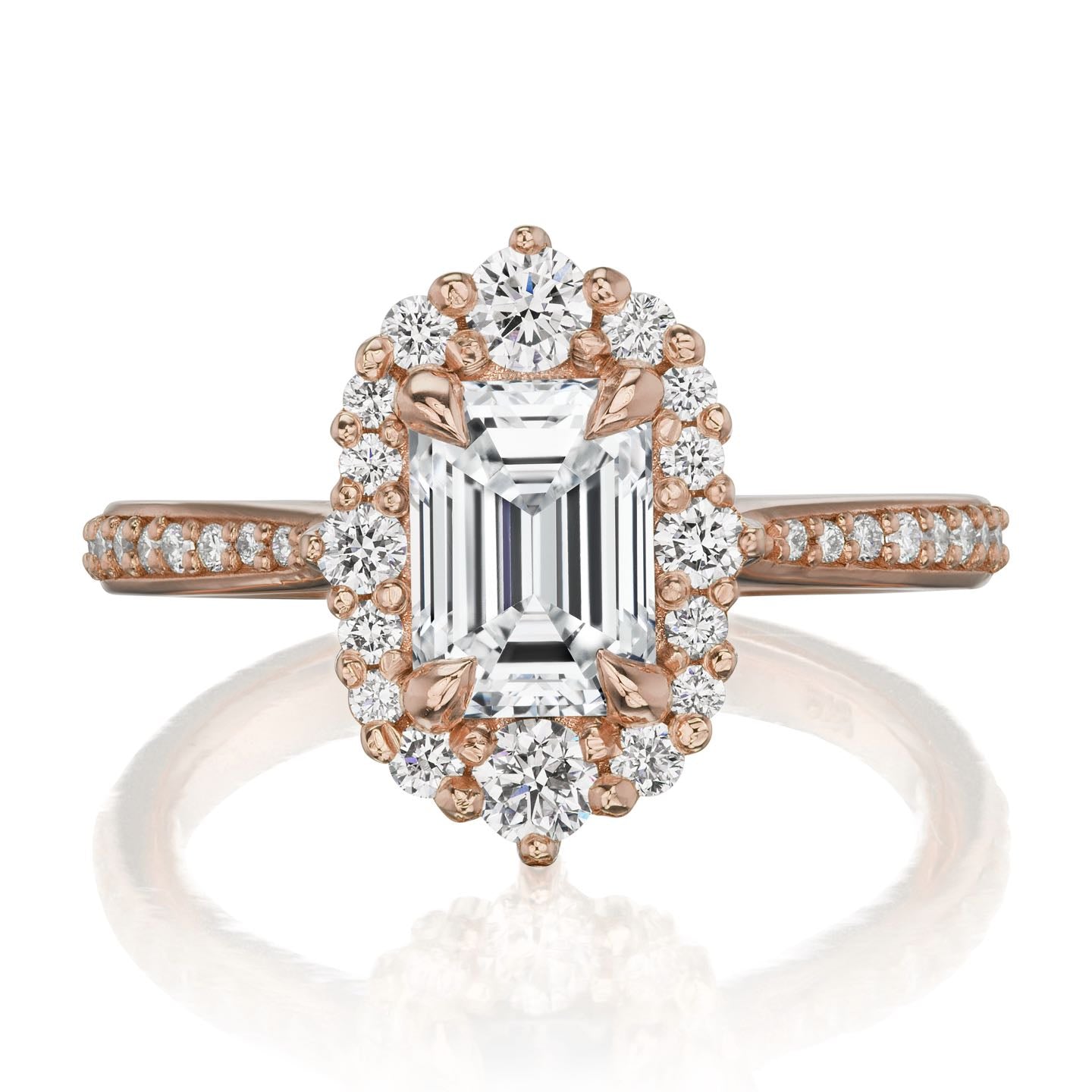 ・ADELINE・Emerald Cut Lab-Grown Diamond Center, Diamond Halo (1.37ctw+)