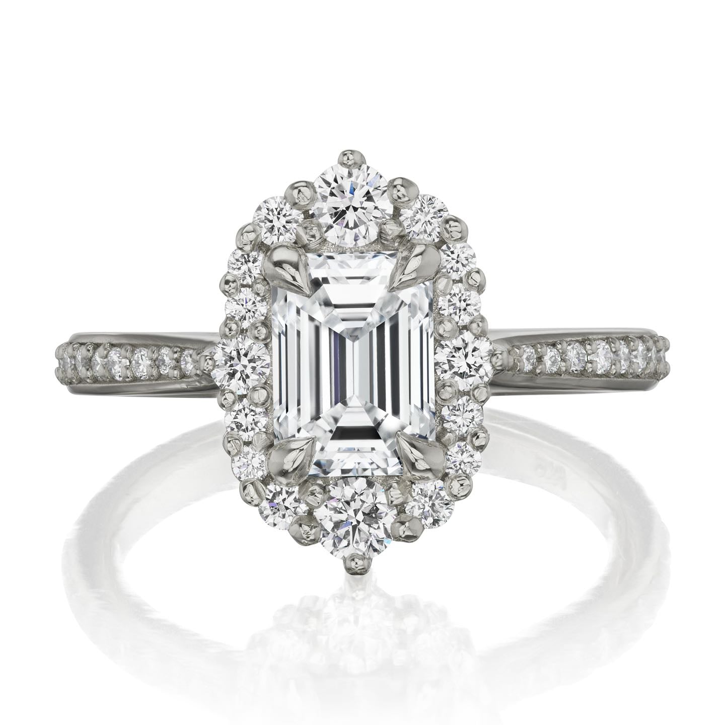 ・ADELINE・Emerald Cut Lab-Grown Diamond Center, Diamond Halo (1.37ctw+)