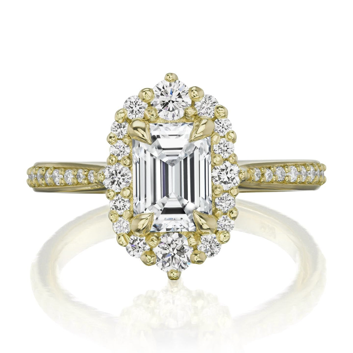 ・ADELINE・Emerald Cut Lab-Grown Diamond Center, Diamond Halo (1.37ctw+)