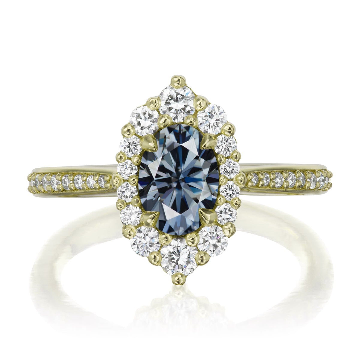 ・SOFIA・Oval Iconic™ Grey Moissanite Center, Diamond Halo (1.25ctw+)