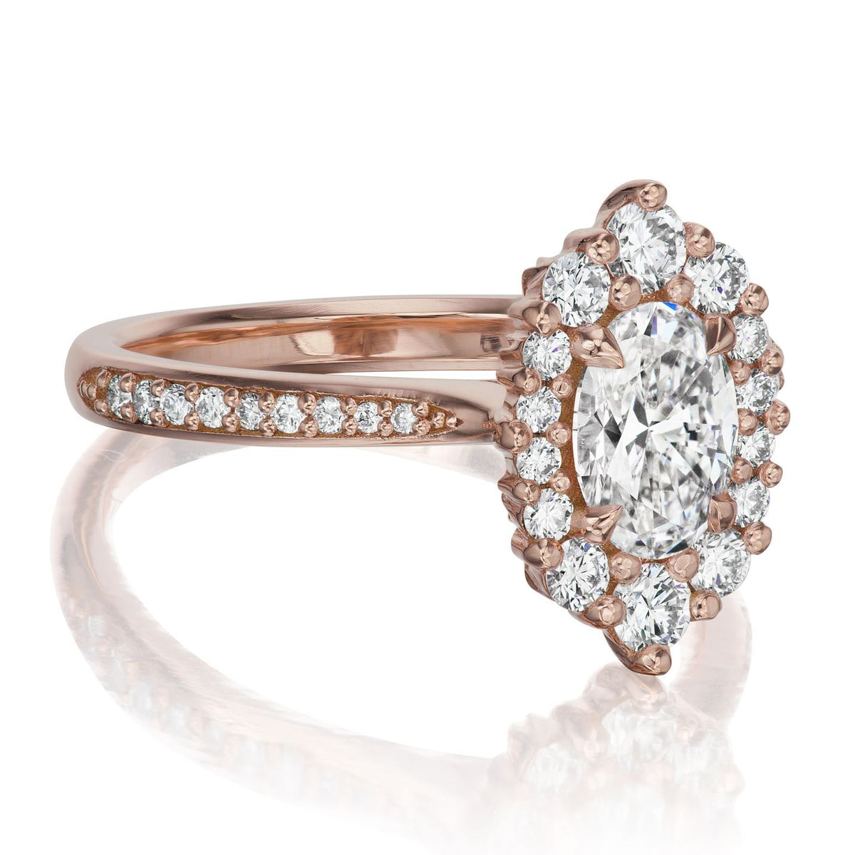 ・SOFIA・Oval Moissanite Center, Diamond Halo (1.25ctw+)