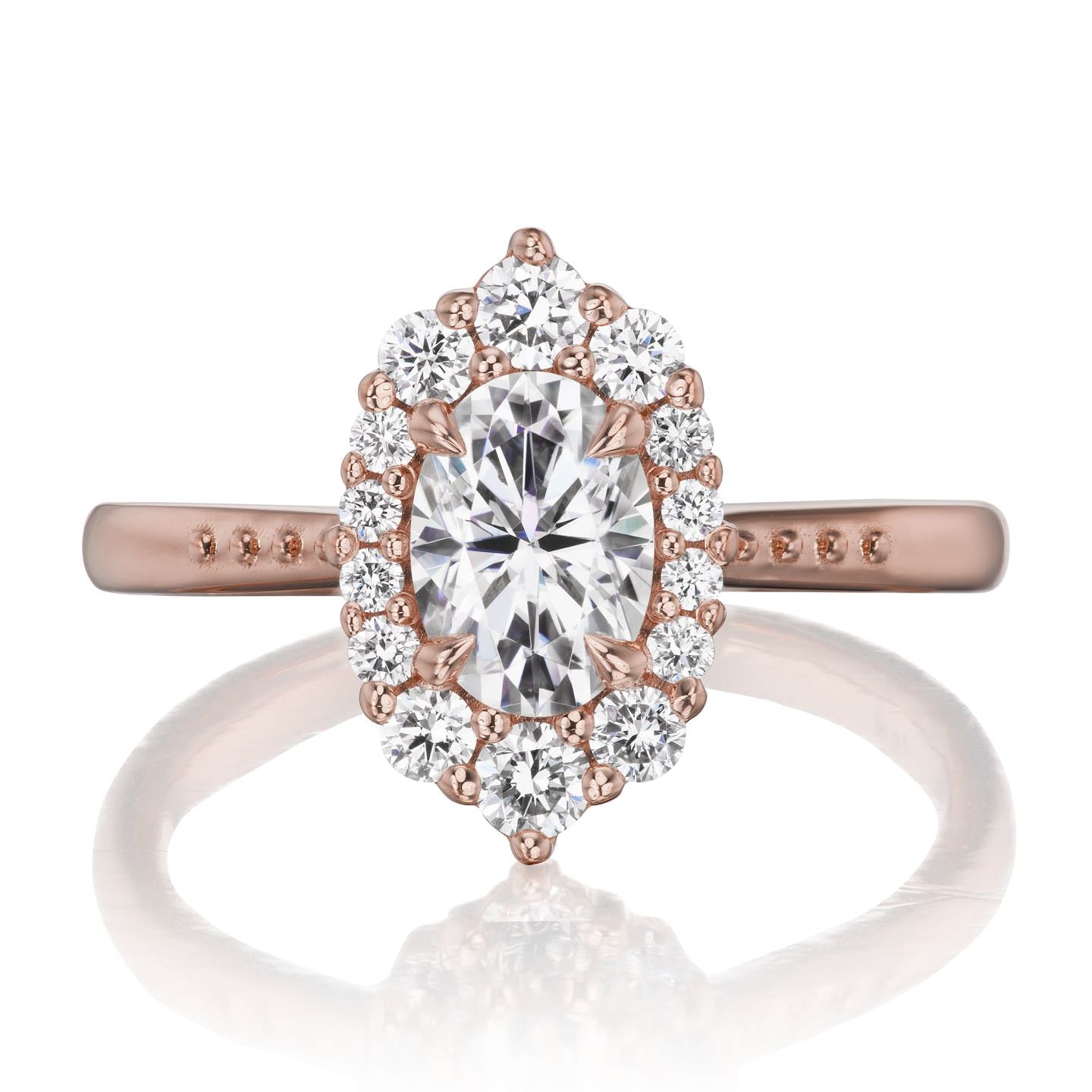 ・SOFIA・Oval Moissanite Center, Diamond Halo (1.25ctw+)