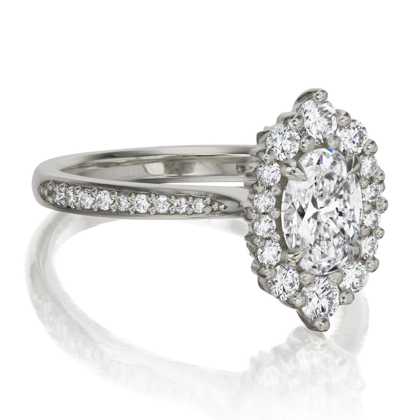 ・SOFIA・Oval Moissanite Center, Diamond Halo (1.25ctw+)