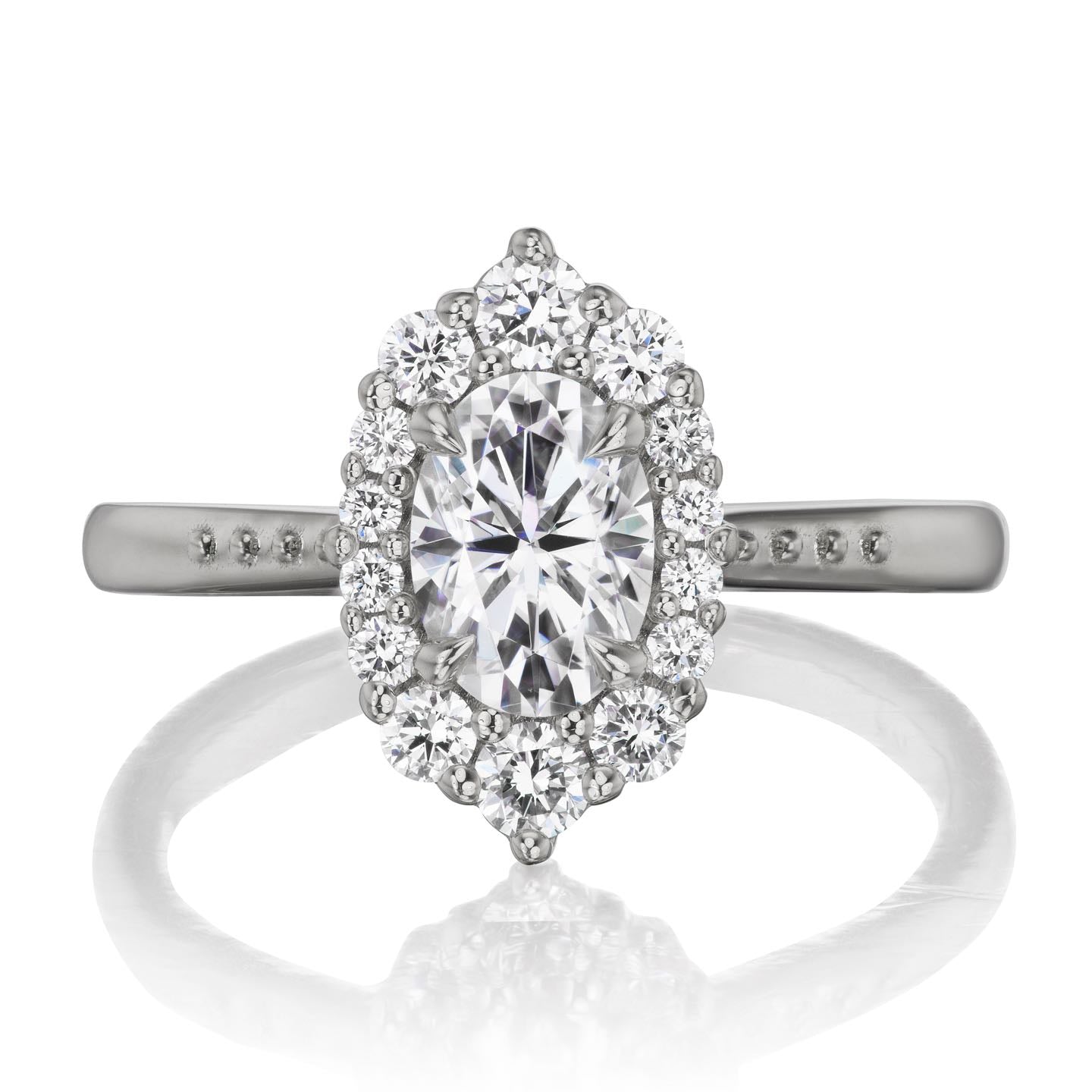 ・SOFIA・Oval Moissanite Center, Diamond Halo (1.25ctw+)