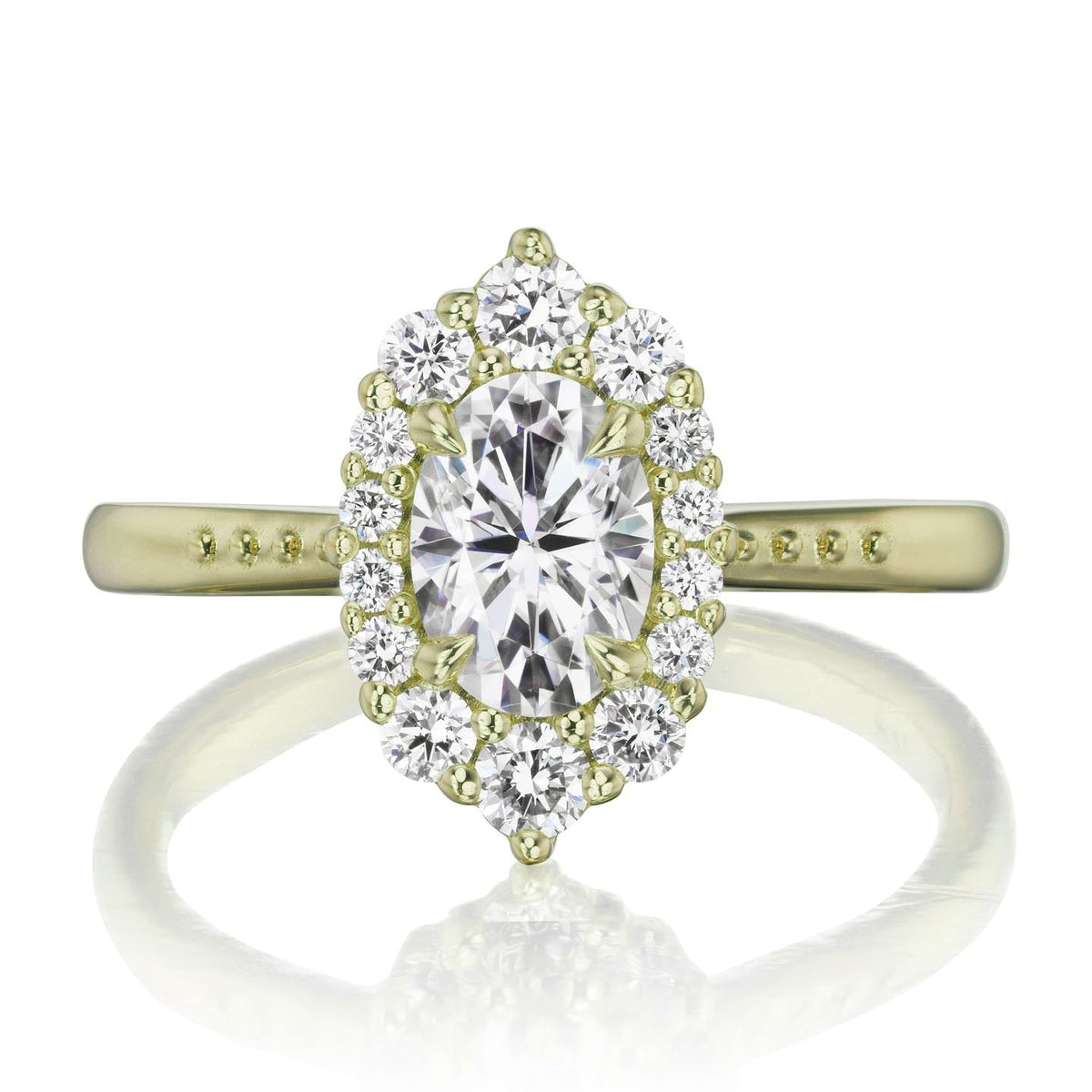 ・SOFIA・Oval Moissanite Center, Diamond Halo (1.25ctw+)