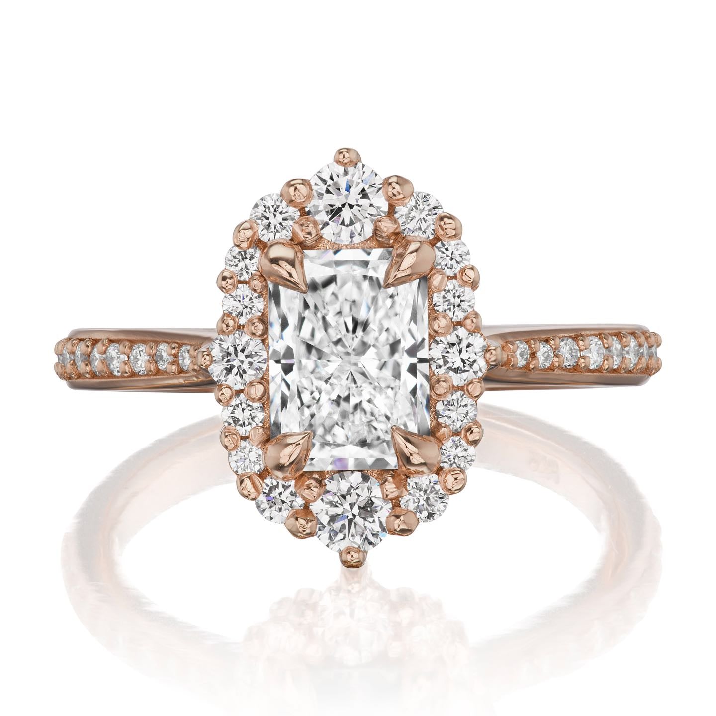 ・ADELINE・Radiant Cut Lab-Grown Diamond Center, Diamond Halo (1.36ctw+)
