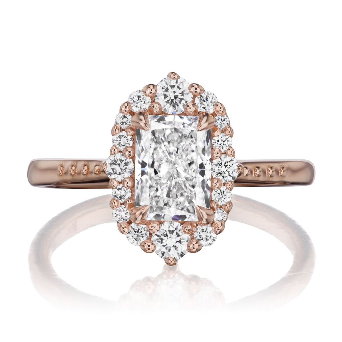 ・ADELINE・Radiant Cut Lab-Grown Diamond Center, Diamond Halo (1.36ctw+)