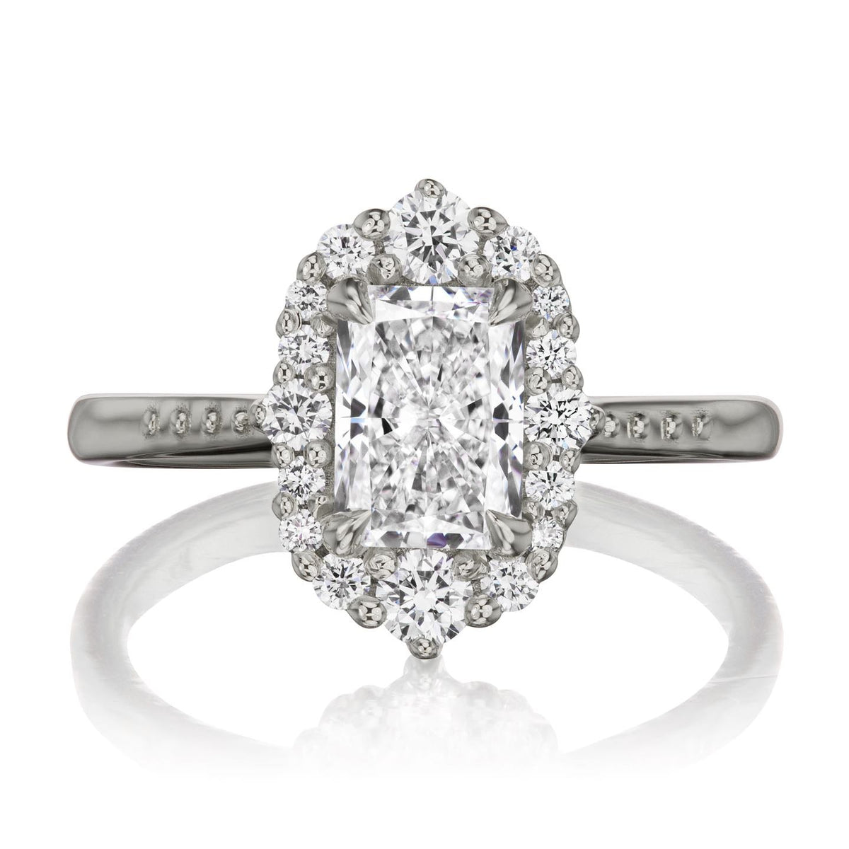・ADELINE・Radiant Cut Lab-Grown Diamond Center, Diamond Halo (1.36ctw+)