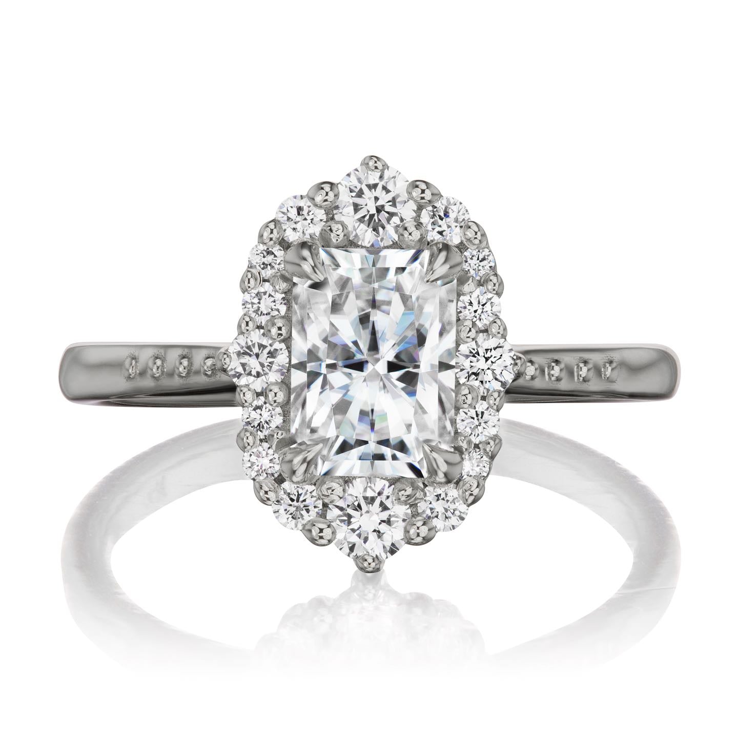 ・ADELINE・Radiant Moissanite Center, Diamond Halo (1.53ctw+)