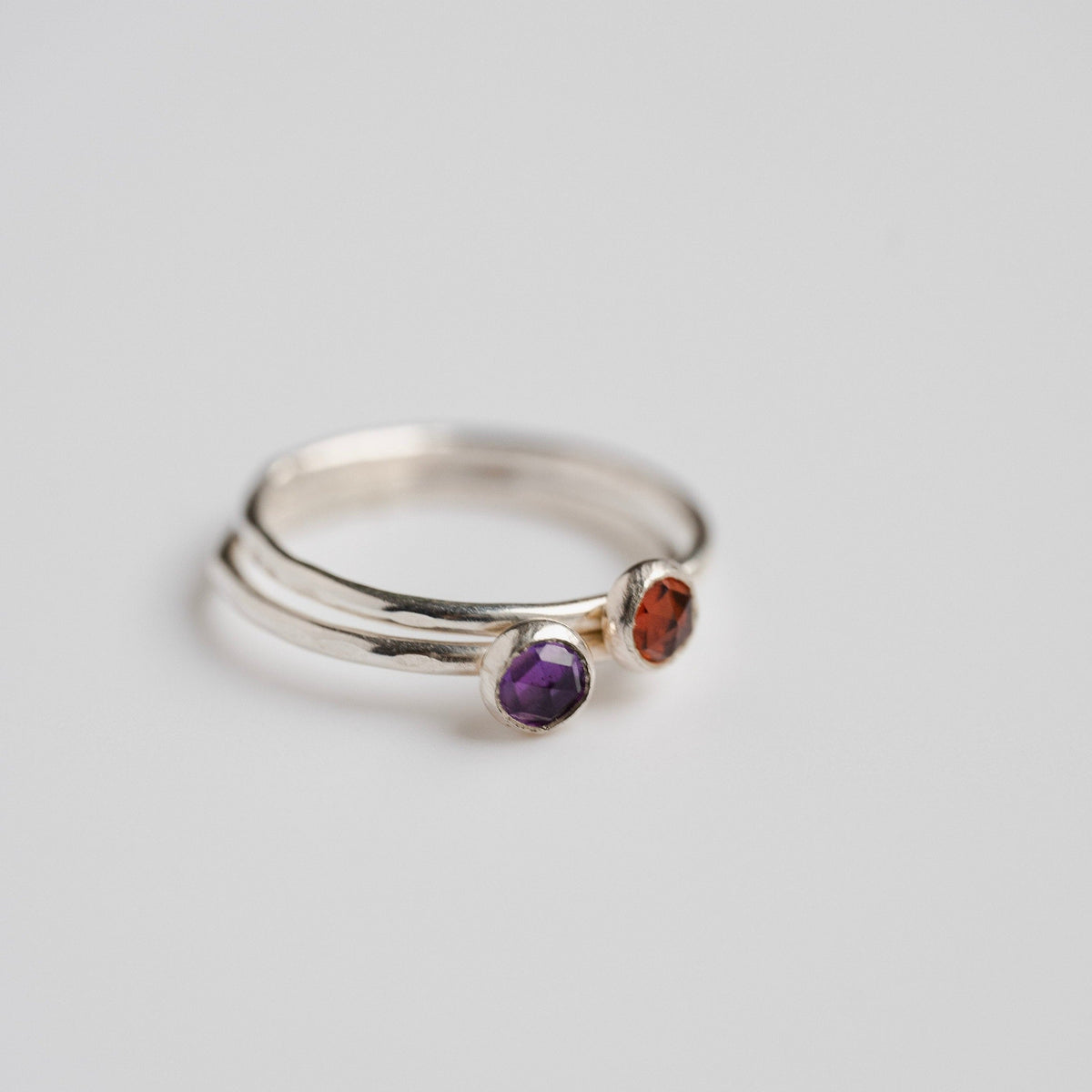 Garnet Gemstone Stacking Ring in Sterling Silver / Ready to ship in 5 and 8