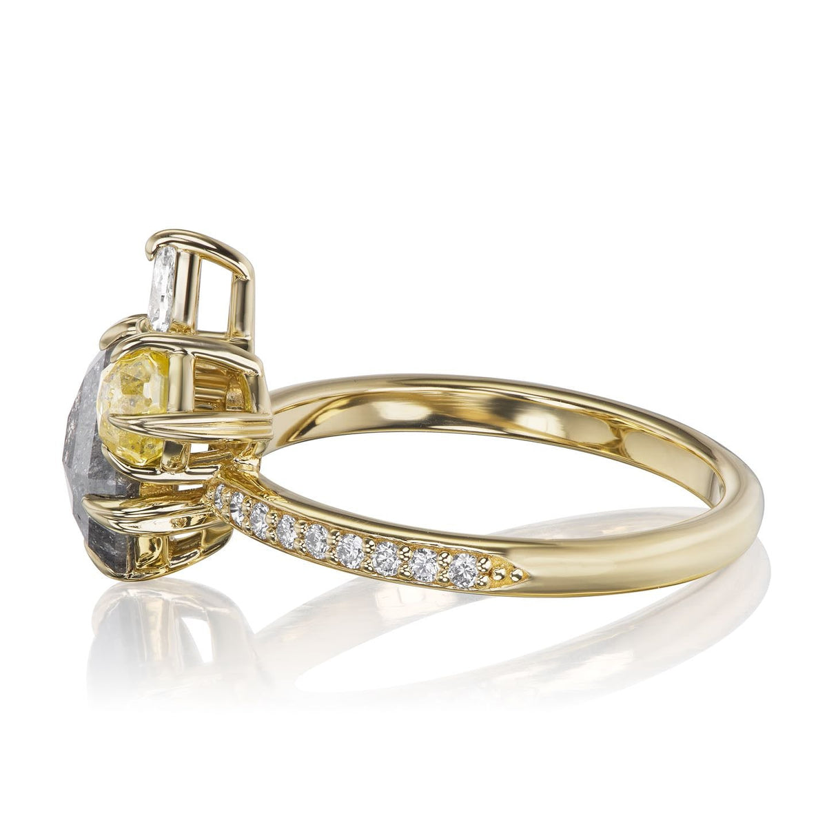 ・TRIBECA・Emerald Rose-Cut Salt + Pepper Diamond, Yellow & White Diamond Accents (2.15ctw)