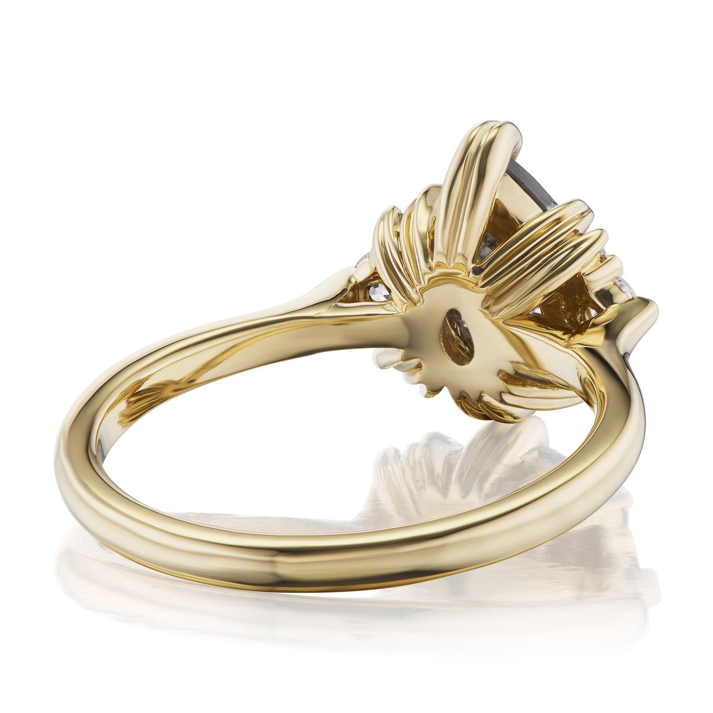 DEMI・Pear Rose Cut Salt + Pepper Diamond Center, Diamond Accents (1.28ctw)