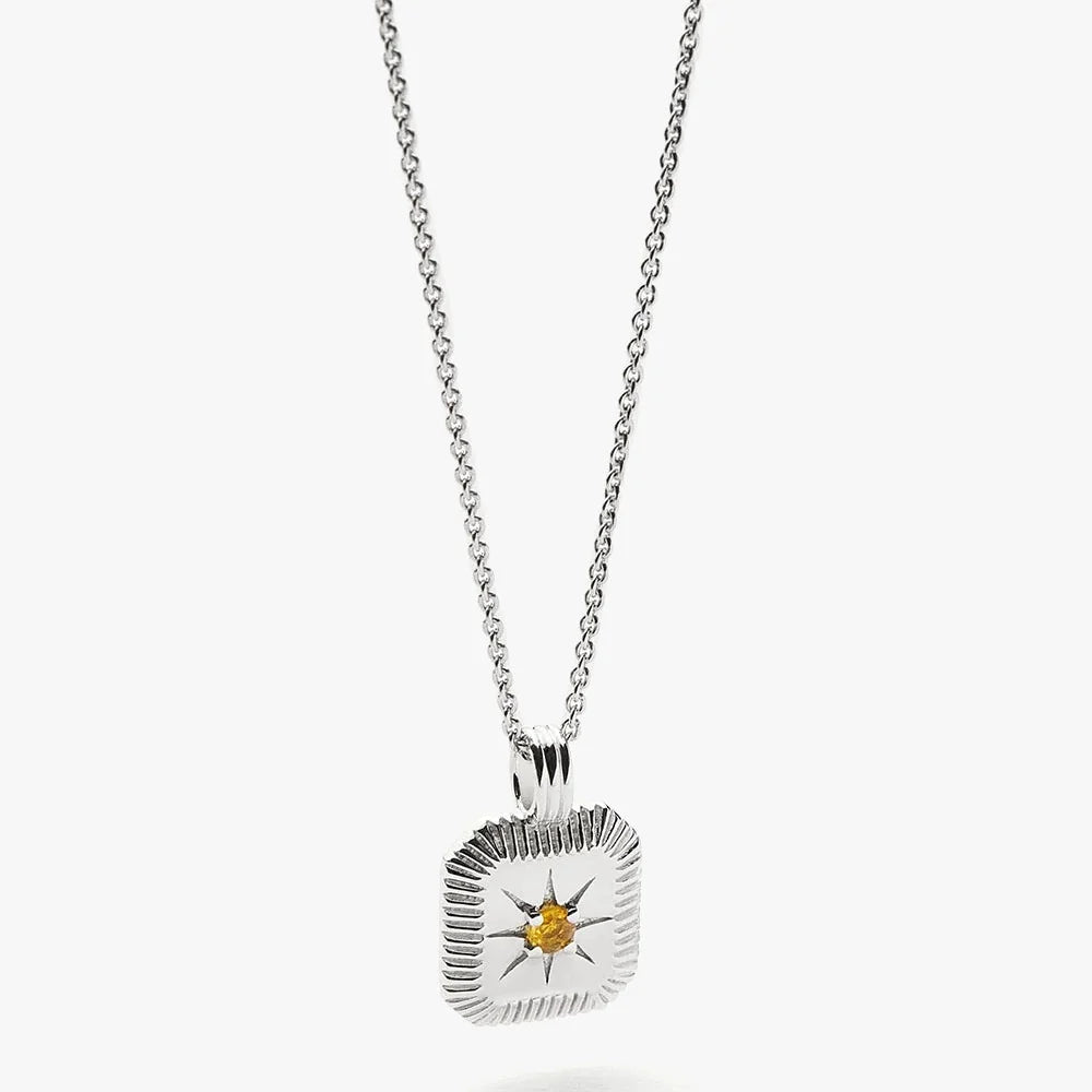 November Birthstone Pendant Necklace | Sterling Silver/Citrine