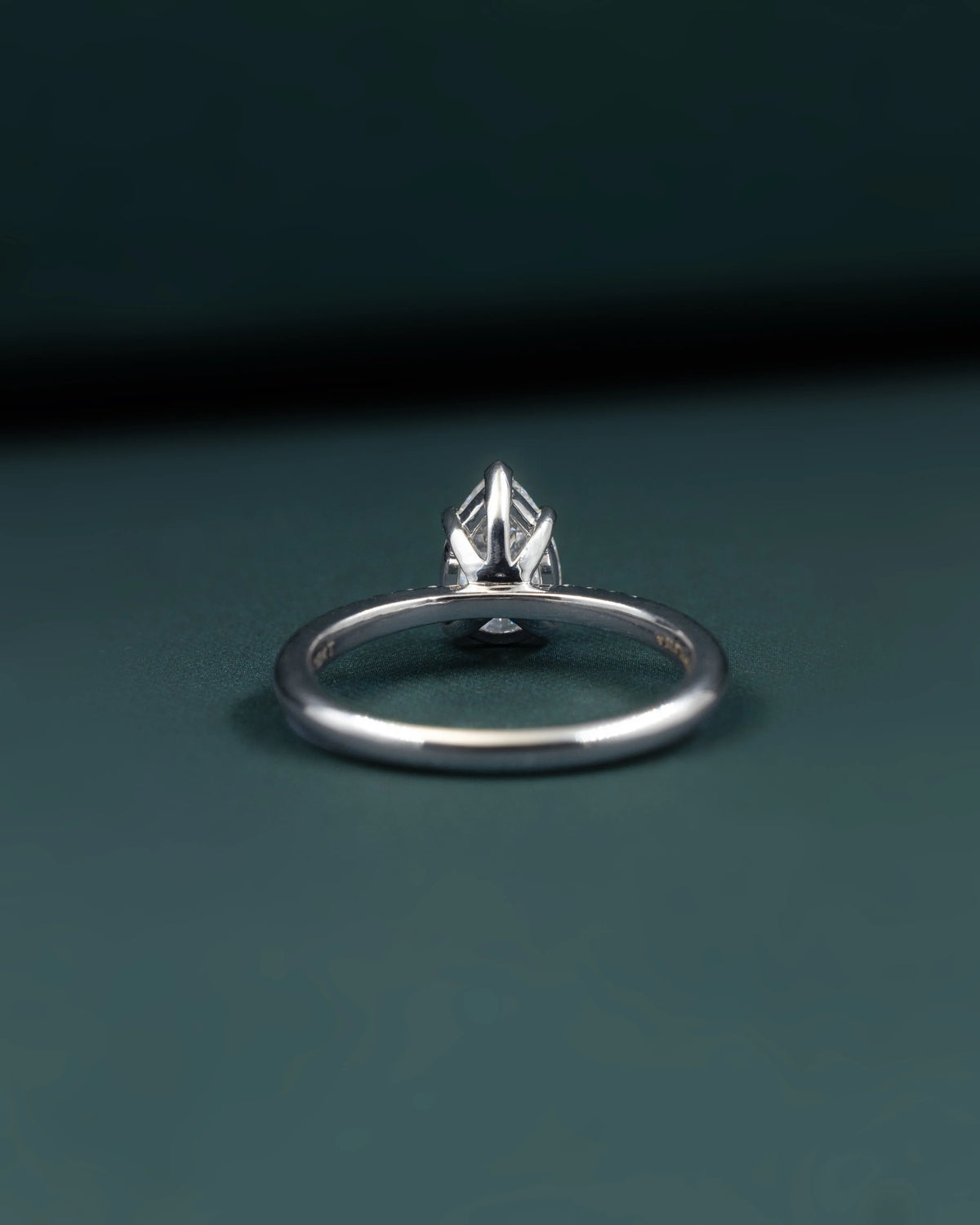1.09 CTW Pear Cut CVD Lab-Grown Diamond Pavé Solitaire Ring