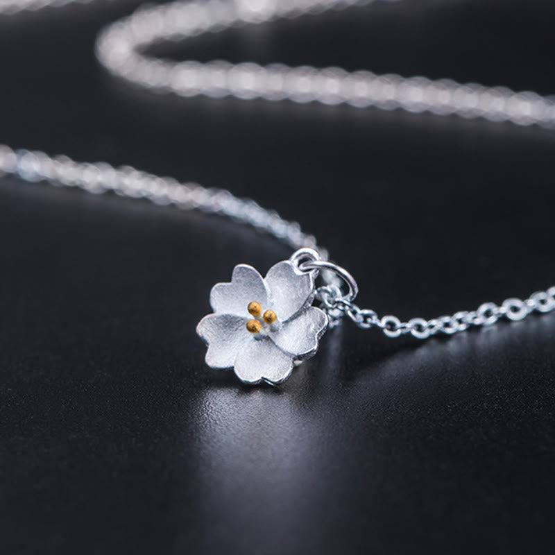 Fortune Jewel 925 Sterling Silver Cherry Blossom Flower Blessing Necklace Pendant