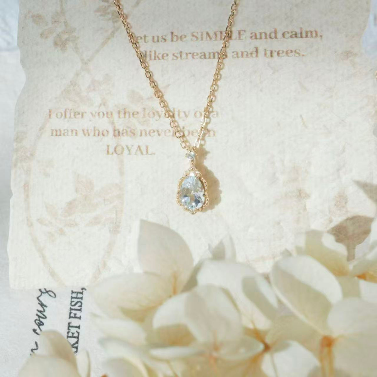 Pear Cut Aquamarine Elegant Vintage Necklace - ‘Antoinette’