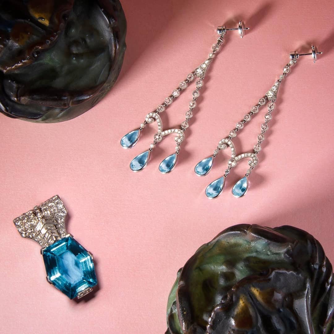 Cartier Paris Art Deco Aquamarine Brooch