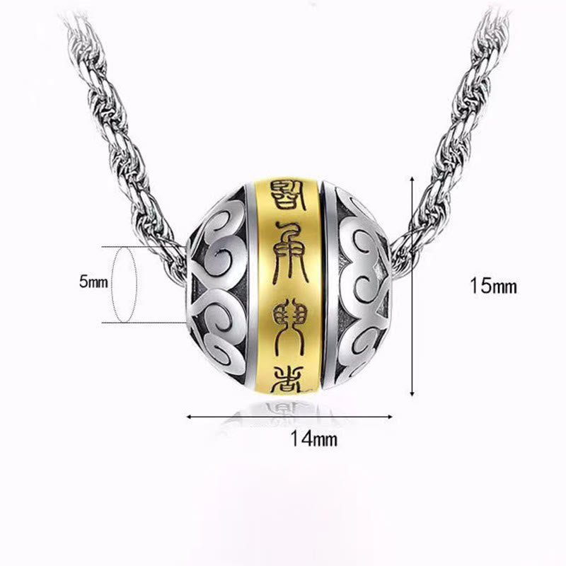 Fortune Jewel Taoist Nine-Character Mantra Engraved Amulet Balance Necklace Rotatable Pendant