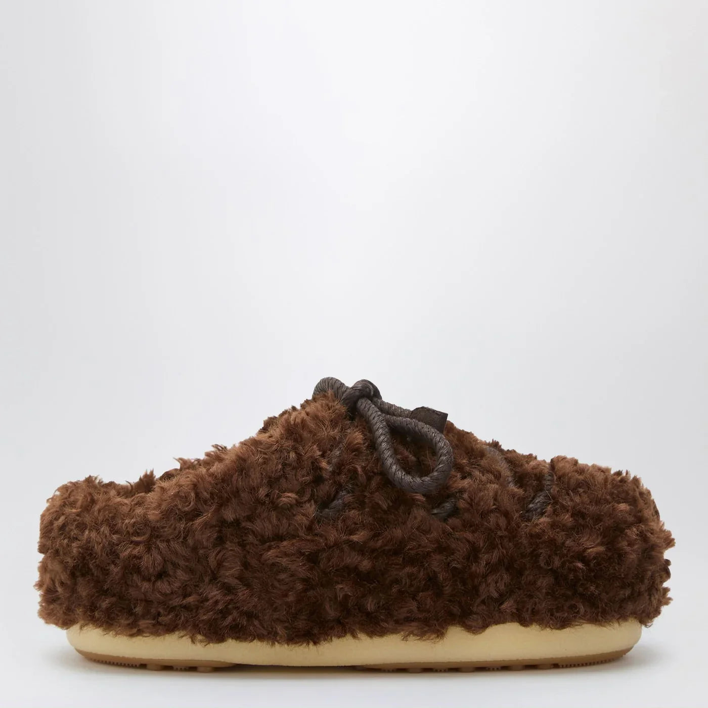 Moon Boot - Dark brown curly shearling mules