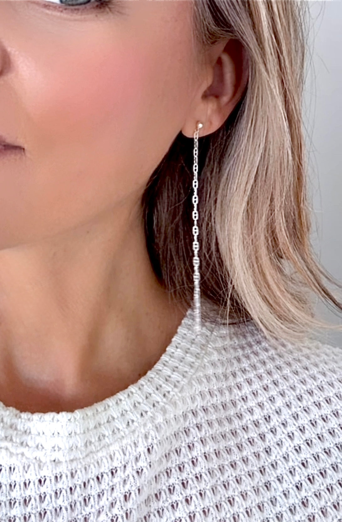 Gold Filled Duster Earrings for Women - Dangly Chain Drop Posts - Waterfall Earrings -