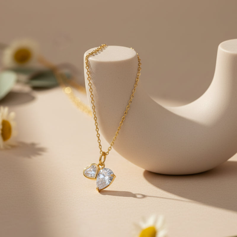 "Theodore" Toi Et Moi Heart Cut Classic Necklace
