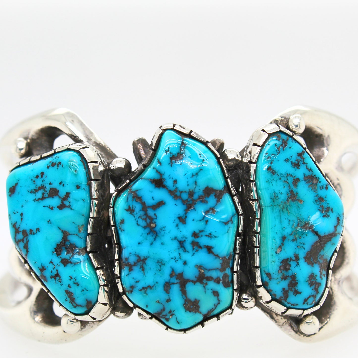 Incredible Sterling Silver & Turquoise Cuff Bracelet 65.9 grams
