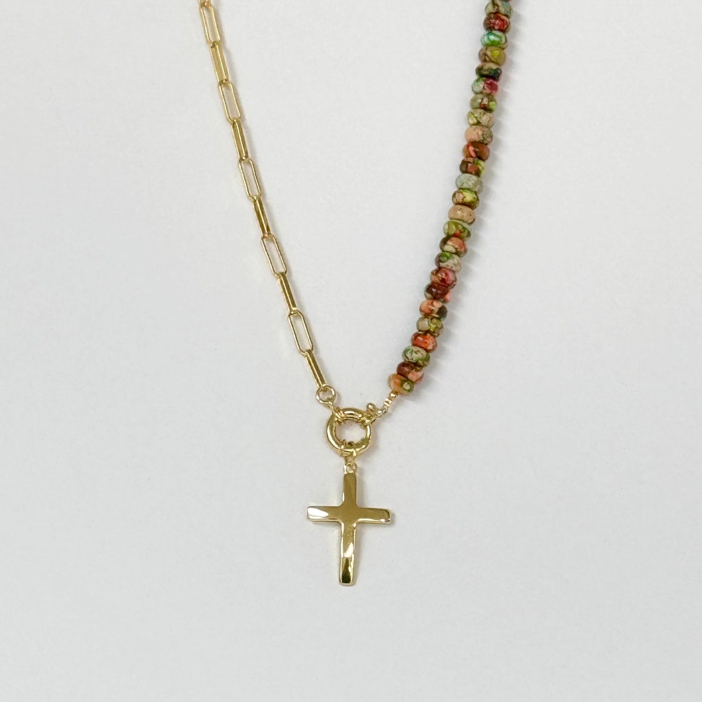 Cozy Colorful Paper Clip Chain Beaded Necklace with Charm - Limited Edition