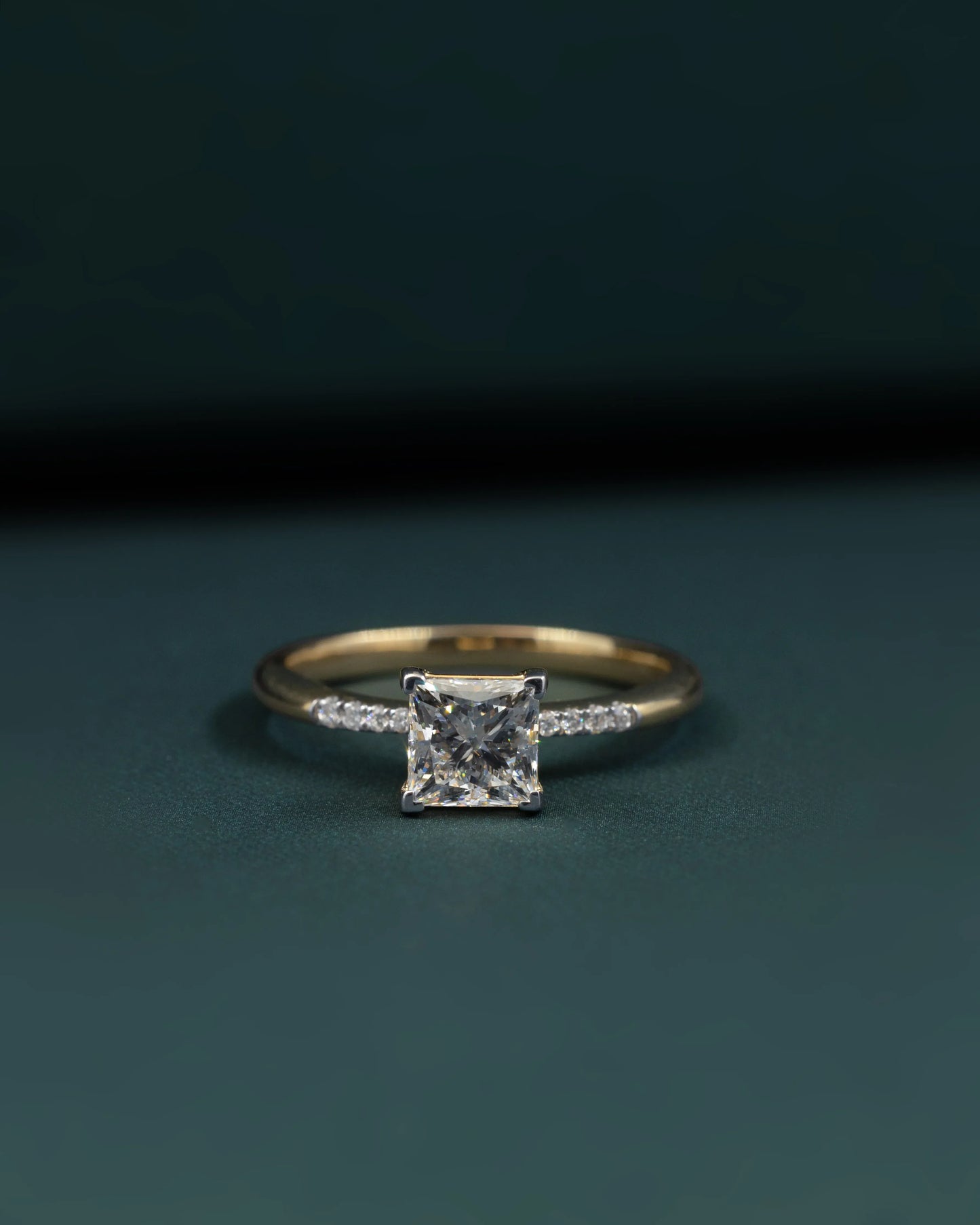 1.10 CTW Princess Cut CVD Lab-Grown Diamond Pavé Solitaire Ring