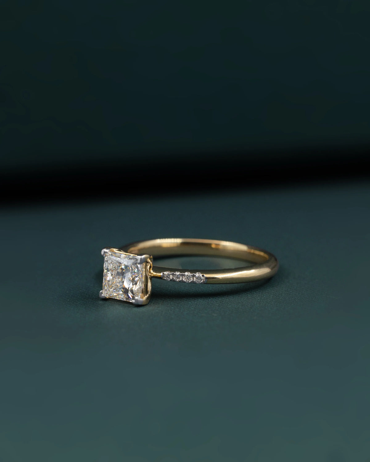 1.10 CTW Princess Cut CVD Lab-Grown Diamond Pavé Solitaire Ring