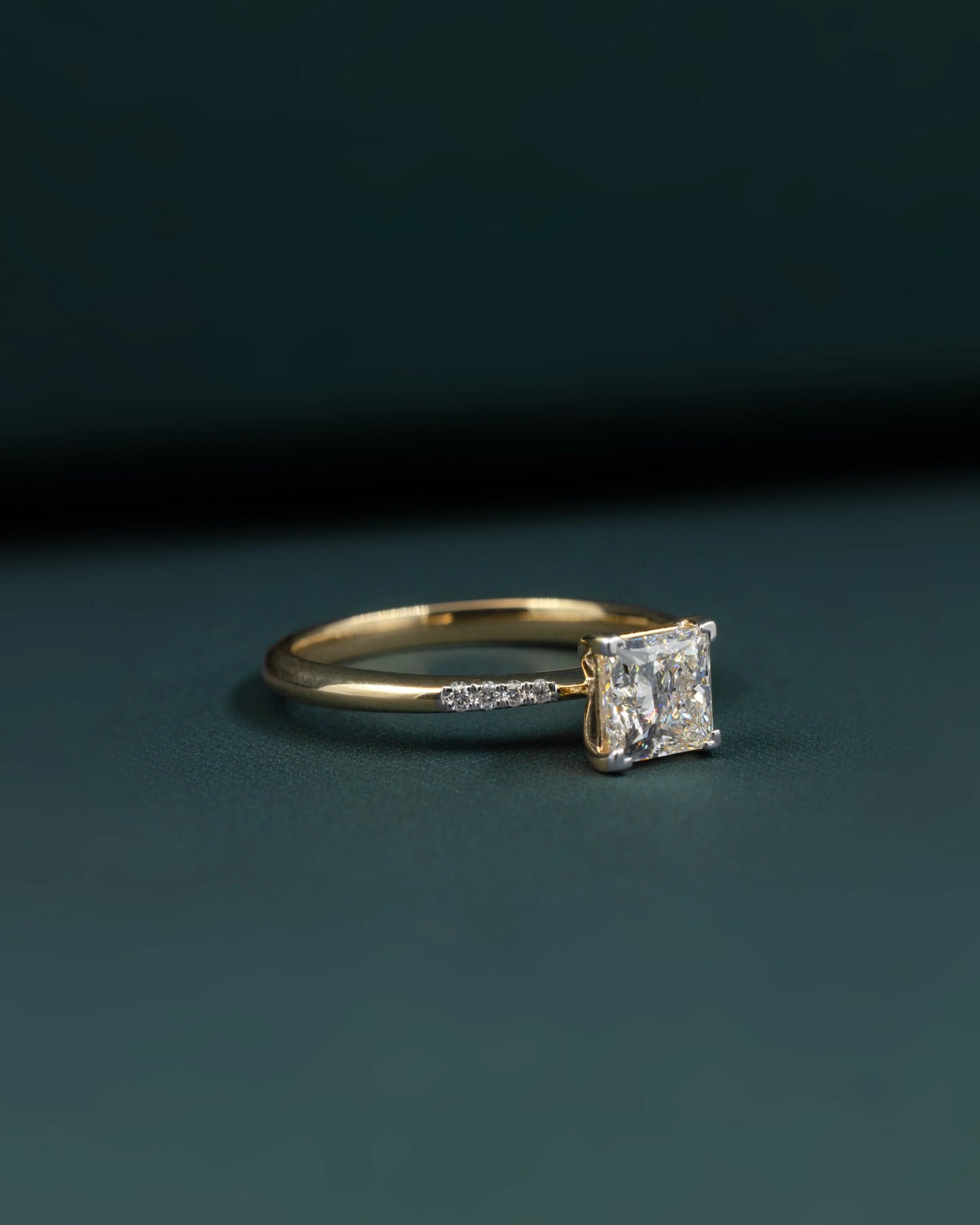 1.10 CTW Princess Cut CVD Lab-Grown Diamond Pavé Solitaire Ring