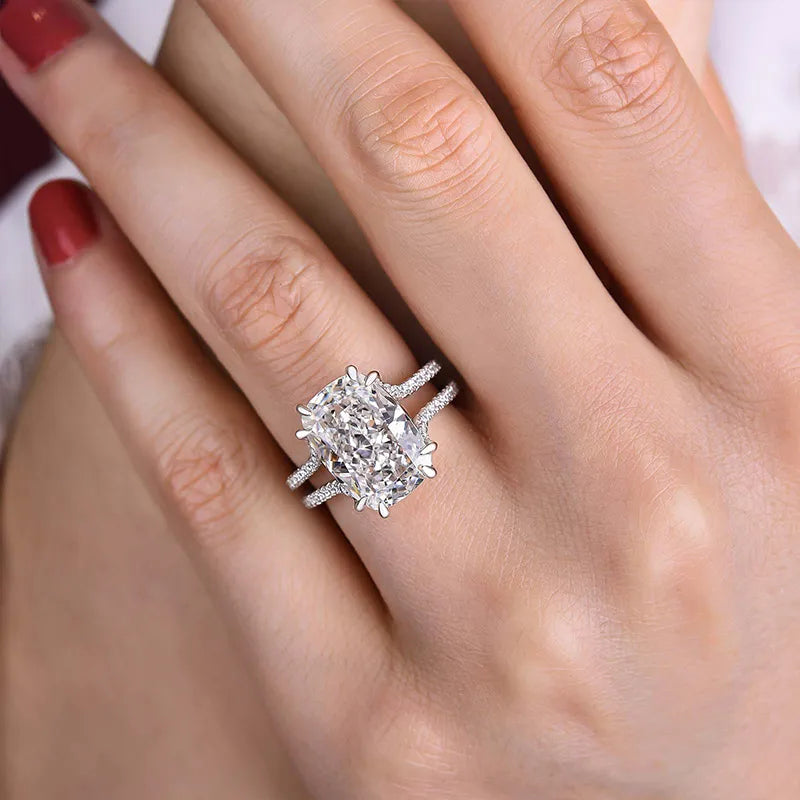 Charming Cushion Cut 7.5ct Split Shank Engagement Ring In Sterling Silver