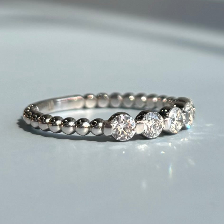 0.50 CTW Natural Diamond Beaded Band | 14K White Gold