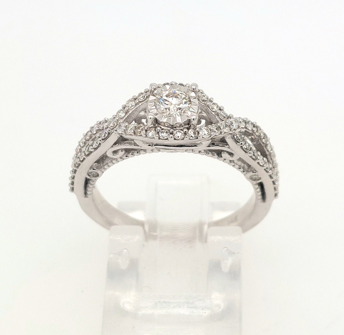 14KW 0.85ctTW H/SI2 Diamond Engagement Ring