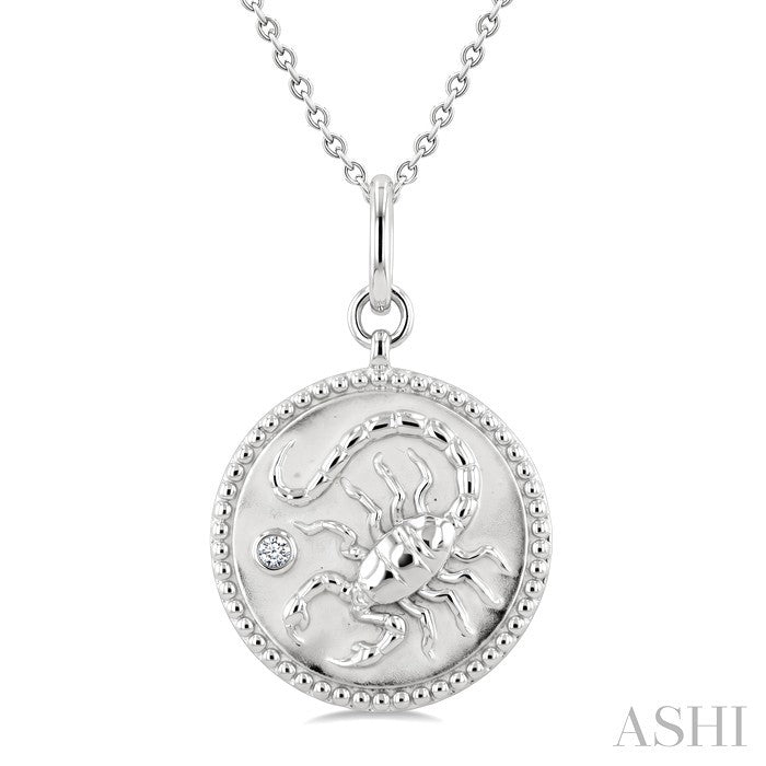 Silver Scorpio Zodiac Medallion Pendant