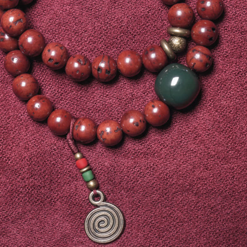 Fortune Jewel Bodhi Seed Cyan Jade Copper Peace Luck Bracelet