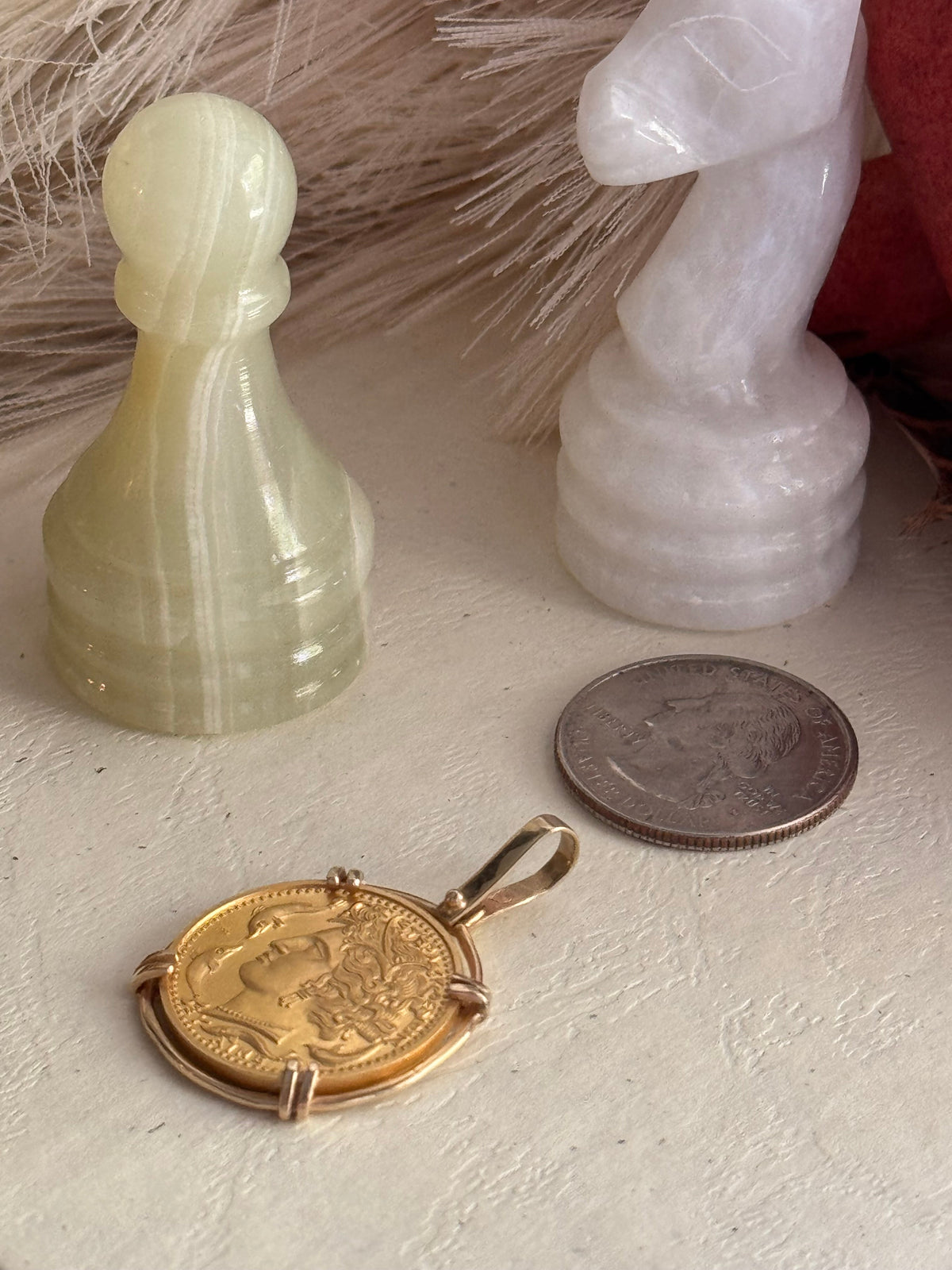 Estate 14k Yellow Coin Pendant w/ 14k Bezel