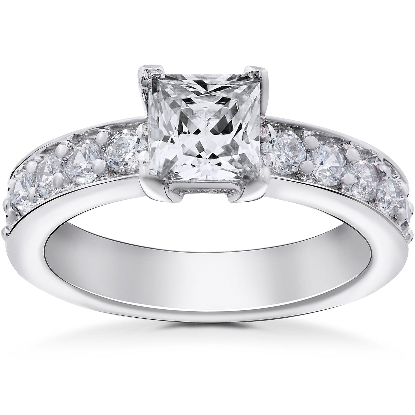 2 ct Princess Cut Diamond Engagement Ring 14K White Gold Clarity Lab Grown