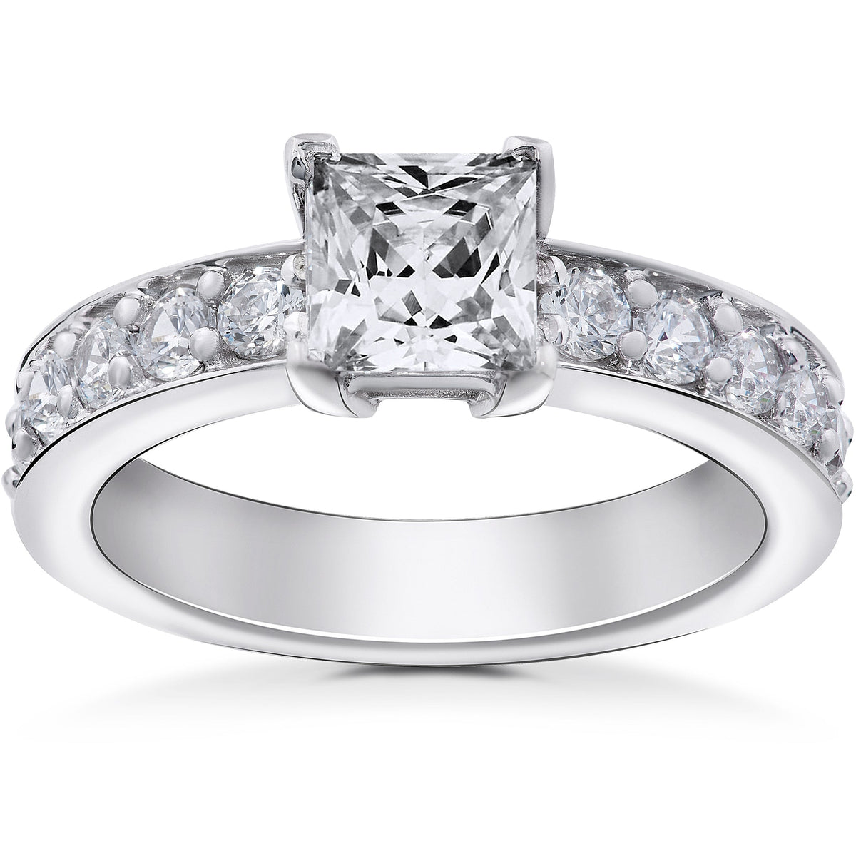 2 ct Princess Cut Diamond Engagement Ring 14K White Gold Clarity Lab Grown