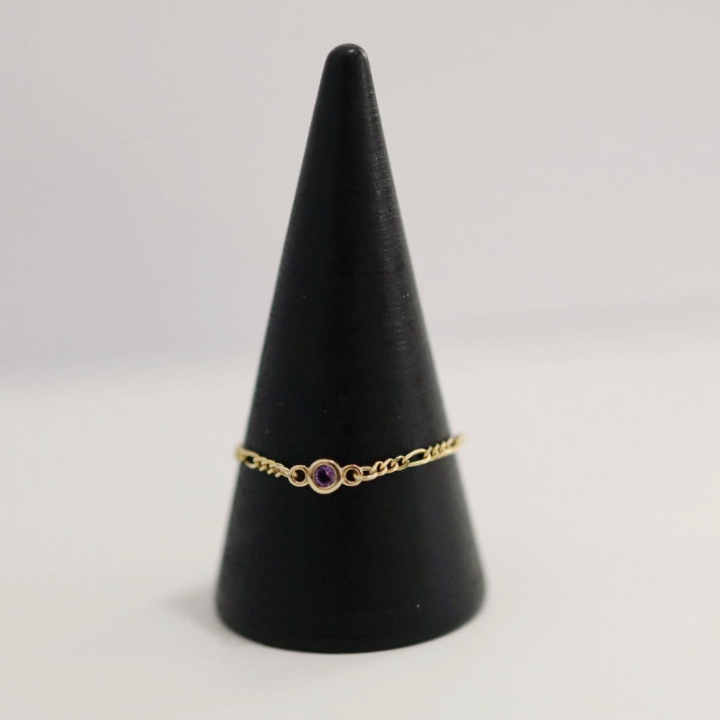 Amethyst and chain ring in  14 Karat Yellow Gold / Ready to Ship size 10.5 (can be made smaller)