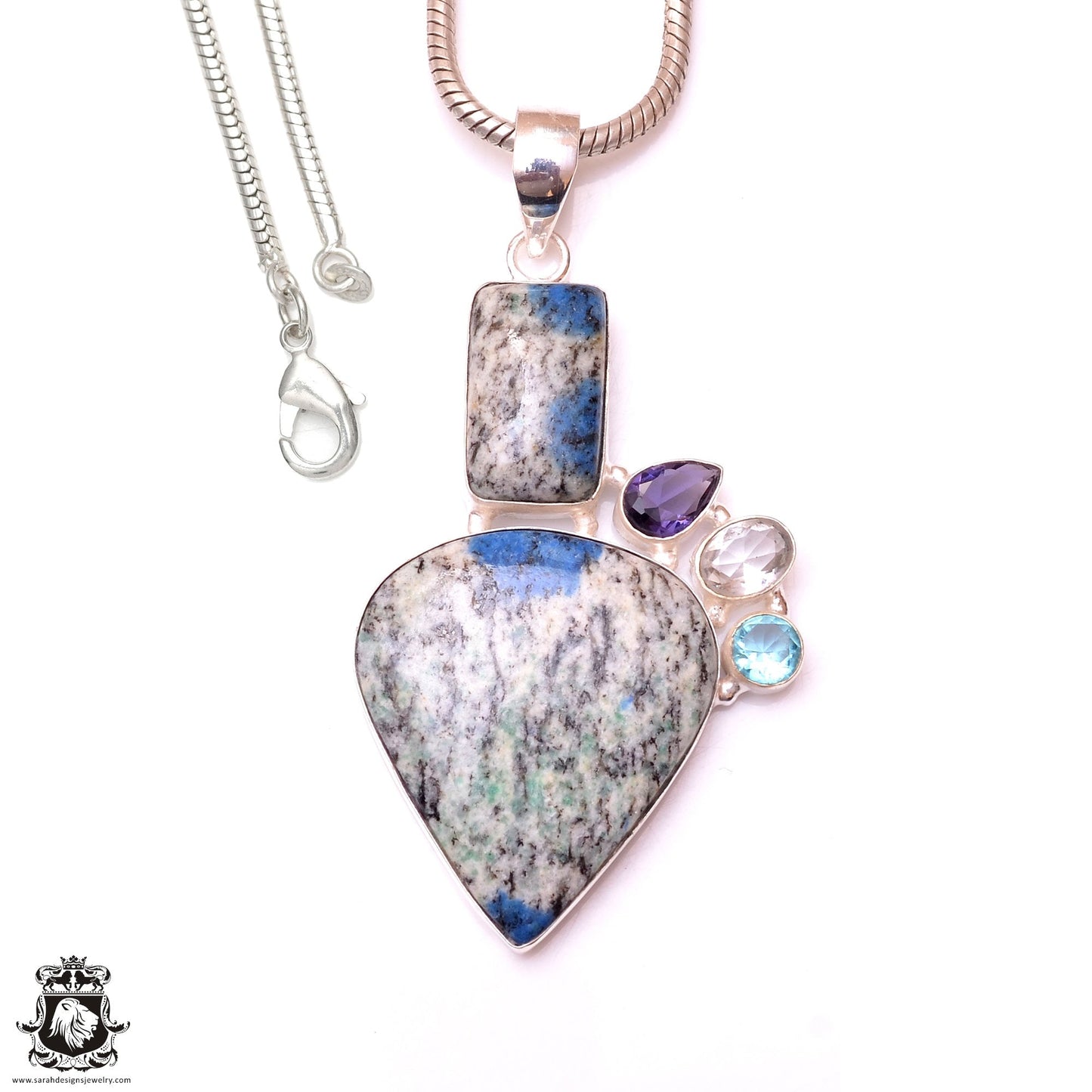K2 Jasper Afghanite Azurite Pendant & 3MM Italian Chain P10083