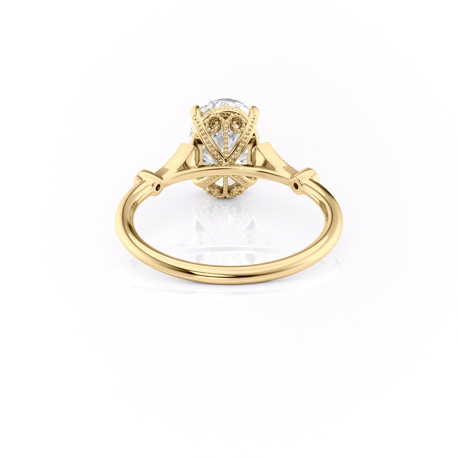 Unique Solarii Moissanite 2.0ct Oval Cut 925 Sterling Silver Side Stone Engagement Ring