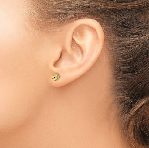 14K Yellow Gold Diamond-Cut Round Studs