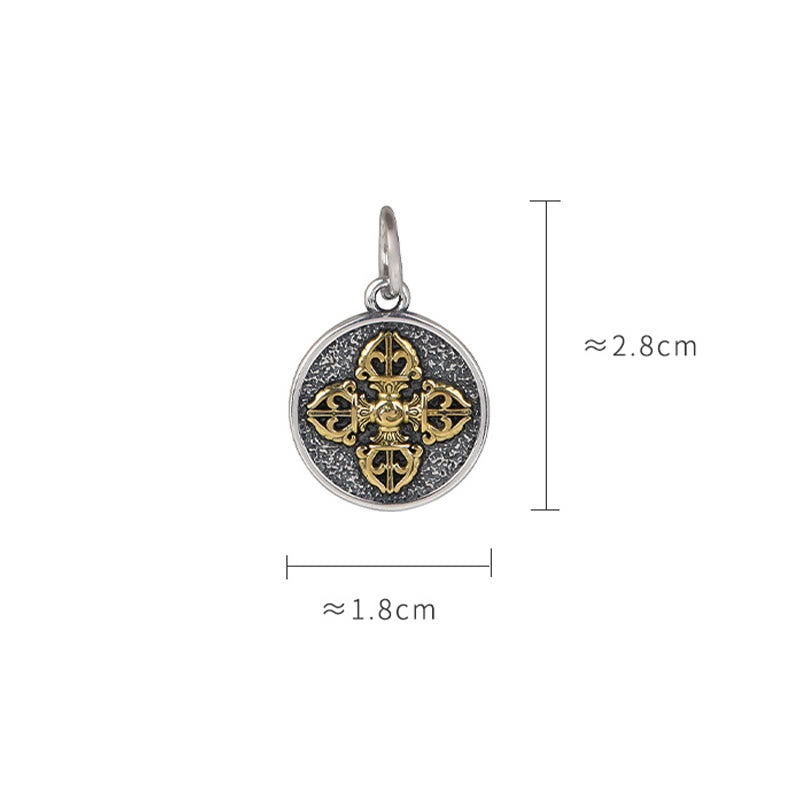 Fortune Jewel 925 Sterling Silver Double Dorje Vajra Blessing Necklace Pendant