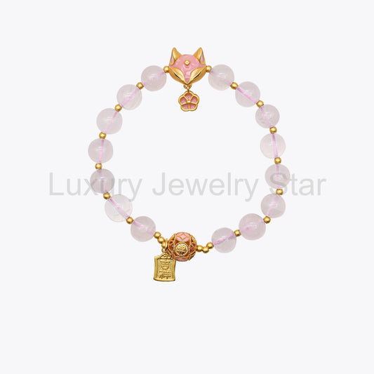 Blossoming Rose Quartz Accumulating Gold Crystal Bracelet - image 2