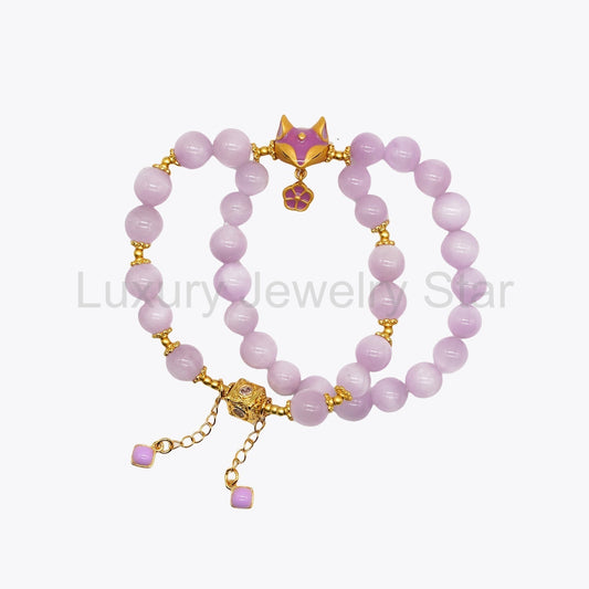 Celestial Amethyst Fox Crystal Bracelet (Wealth Shift Treasury)