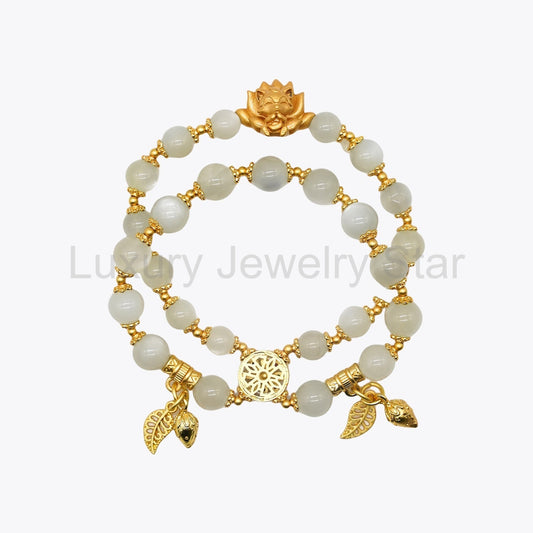 Celestial Kitsune Gold Fortune Crystal Bracelet (Qingiu Wealth Blessing)