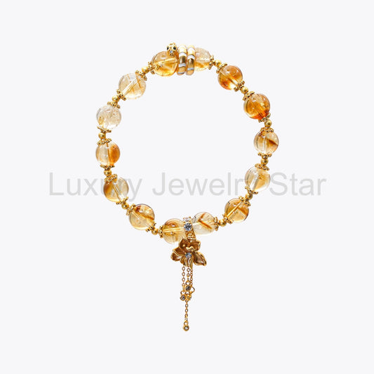 Golden Serpent Fortune Coil Lucky Crystal Bracelet